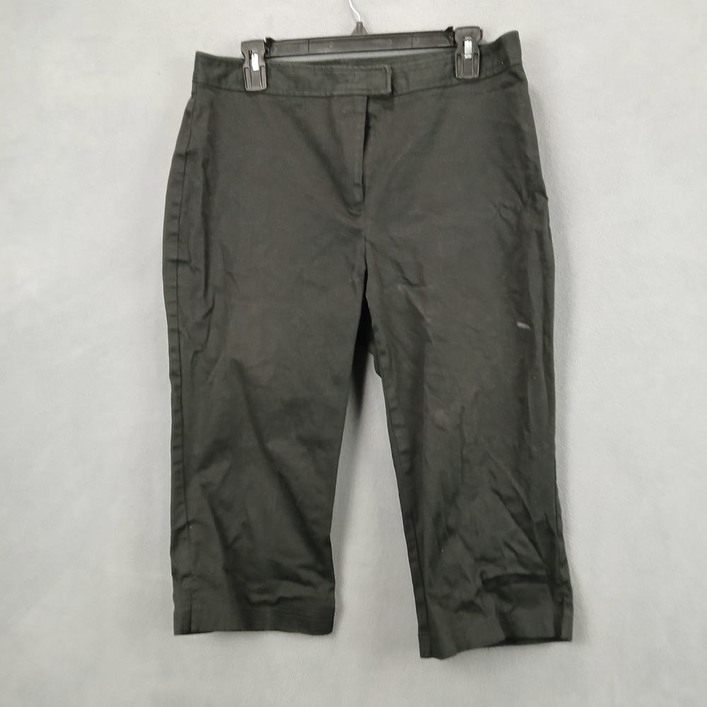 Vintage Studio Cropped Pants Womens 14 Black Cotton Stretch Performance Classic